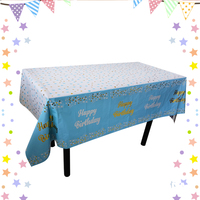 Nappe d'anniversaire Joyeux Anniversaire à pois bleus, réutilisable, en plastique imperméable, décorations pour enfants