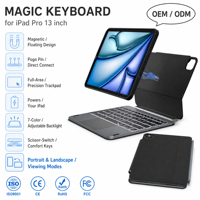 Clavier Magique Détachable pour iPad Pro 13 Pouces M5 2025 M4 2024 avec Support Rotatif Portrait/Portrait Croisé, Trackpad et Rétroéclairage 7 Couleurs