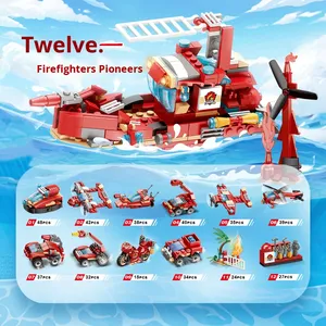 Bloques de Construcción Chinos Modelo Nuevo de Control de Incendios, DIY Fire Pioneer, Acorazado 12 en 1, Plástico ABS, Ensamblaje Educativo, 6-14 Años - Product Image 1