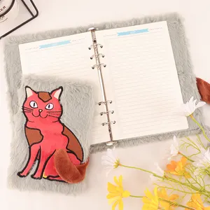 Plush buku harian anak perempuan karakter kartun kustom berbulu buku hadiah liburan kucing lucu