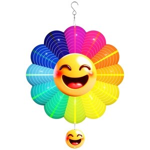 Molinetes de Viento OEM, Molinillo de Viento con Forma de Girasol Sonriente para Colgar en el Jardín, Molinillo de Viento 3D para Exteriores - Product Image 1