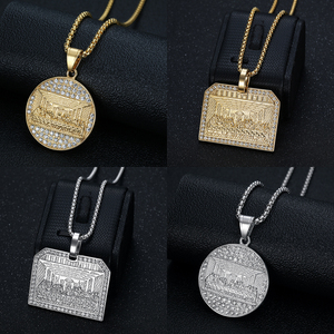 Collar con Colgante de la Última Cena en Acero Inoxidable, Chapado en Oro, Medallón Religioso Cristiano, Joyería Hip Hop para Hombre - Product Image 2
