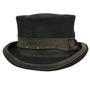 Sombrero de Copa Negro 100% Lana con Cinta, Ajustable 56-62 cm, para Adultos, Fiestas y Viajes - Product Image 1