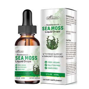 Biocaro Sea Moss Liquid Drops Gel de mousse de mer irlandaise biologique avec supplément de racine de bardane Soutien immunitaire et soutien articulaire de la thyroïde - Product Image 1