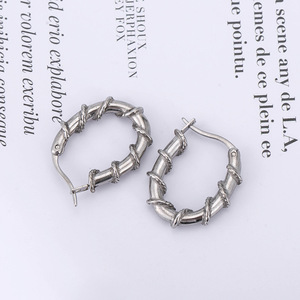 Yunnique – boucles d'oreilles en argent tibétain pour hommes, motif végétal, en acier titane, style Punk, bijoux à la mode - Product Image 2