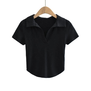 Vente directe d'usine personnalisée polo t-<span class=keywords><strong>shirt</strong></span> mode polos pour femmes col manches courtes T-shirts pour femmes haut court de haute qualité - Product Image 6