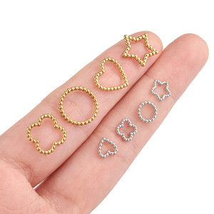 Cornice Cava in Acciaio Inossidabile con Micro Pavé a Stella, Cuore e Rotonda <span class=keywords><strong>per</strong></span> Componenti Fai-da-te <span class=keywords><strong>per</strong></span> Creazione Gioielli con Fiori Pressati - Product Image 4