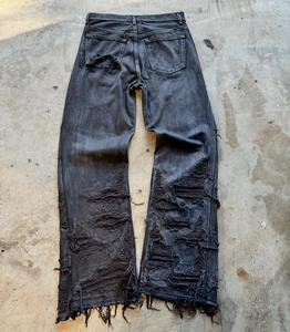 <span class=keywords><strong>Jeans</strong></span> da Uomo Personalizzati <span class=keywords><strong>Streetwear</strong></span> Effetto Vissuto Strappati Hiphop Sbiaditi Punk a Righe Effetto Spray Taglio Dritto Lavaggio Acido Denim Essenziali <span class=keywords><strong>Streetwear</strong></span> - Product Image 2