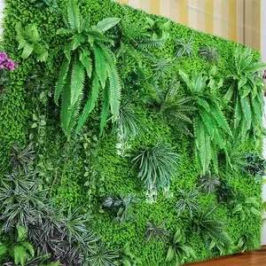 Wholesale Popular Hanging Plastic Vintage Artificial Plant Flower 40*60cm Grass Wall Panel for Garden Home Wall Decoration