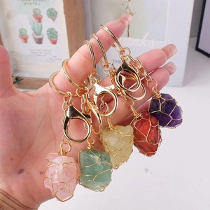 2026 Trendy Crystal Keychain Lucky Natural Stone Metal Keychain Charms Bag Key Chain