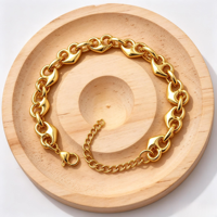 Bracelet tendance pour femme en acier inoxydable plaqué or 18 carats de haute qualité, avec chaîne à maillons épais en forme de cœur et fermoir à bascule, micro-incrustations
