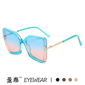 Lunettes de soleil Yingtai surdimensionnées en forme de T pour femmes, protection UV400, monture en plastique et métal, classe 2. - Product Image 5