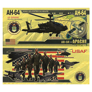 Banconota Militare Americana in Oro 24K da 1000 USD, Collezione Bifacciale 16x7cm, Aereo da Caccia ed Elicottero, Regalo per Appassionati di Aviazione - Product Image 5