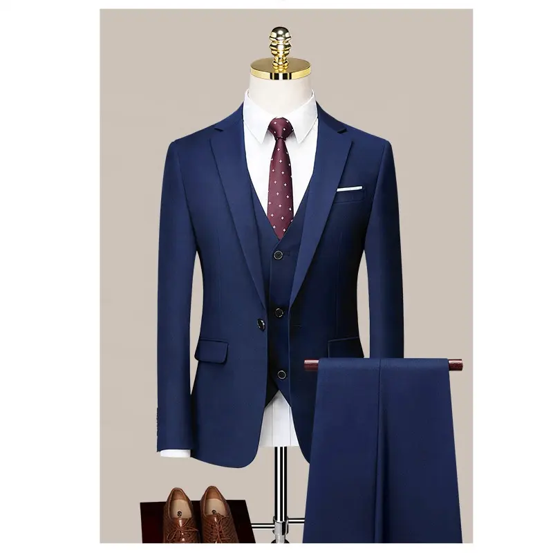 Manufacture Men's 3 Piece Slim Fit Suit Set Navy Blue Men's Business Casual Suits & Blazer Hight Quality Formal Suits for Men