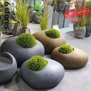 Creative Nordic Stone Vase Pebble-shaped Floor <b>Large</b> Flower <b>Pot</b> Vintage Fiberglass Flower Arrangement Ornaments Lazy China - Product Image 4