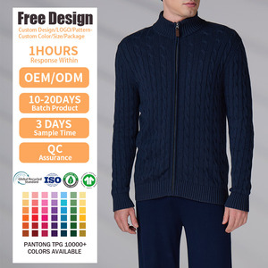 Custom Logo Embroidery Autumn Winter Knitwear <b>Long</b> Sleeve Blank Zip up Knitted Jackets <b>Men</b> Sweater <b>Cardigan</b> - Product Image 2