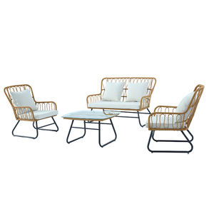 देश शैली आउटडोर वक्र फ्रेंच बिस्ट्रो रेस्तरां कस्टम बूथ स्लीपर फर्नीचर 3 रतन सोफा फिट के साथ - Product Image 4