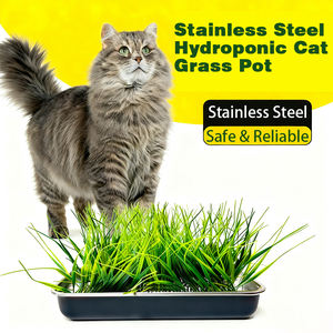 Kit de plantation d'herbe à chat hydroponique biologique en acier inoxydable de haute qualité, plateaux de culture, pot de germination de graines à double couche - Product Image 1