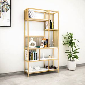 Il Formato su misura di Visualizzazione Libreria Cremagliera di Legno e Metallo Book Shelf <span class=keywords><strong>con</strong></span> Piano In Marmo - Product Image 2
