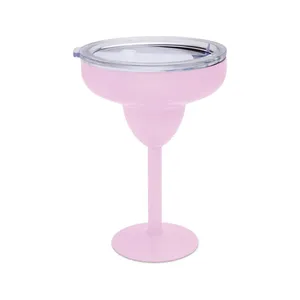 Unbreakable 8oz Vidrio Margarita Vacuum Sealed Stainless Steel Cocktail Tumbler Mug Pink Stem Martini Glasses With Lid