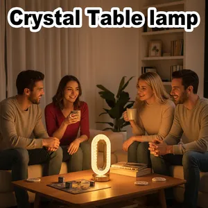 Трехцветная светодиодная настольная лампа, прикроватная лампа с сенсорным управлением, декоративная, хрустальная, креативная, перезаряжаемая, беспроводная, современная, минималистичная, с регулировкой яркости - Product Image 2