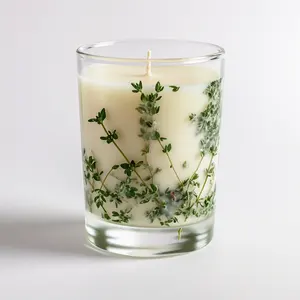 New Design Aroma Soy Wax Glass Jar Dried Flower Scented Candle Private Label