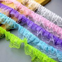 Ruban en tulle maillé de 4,5 cm, dentelle française, garniture plissée double couche, style doux, accessoire de bricolage, bordure de jupe de poupée, vente en gros