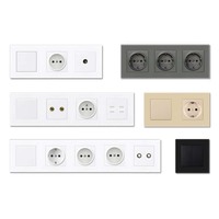 Interrupteurs et prises murales FIKO conformes aux normes européennes, panneau en verre trempé avec USB/Type-C, interrupteur et prises électriques européens pour la maison