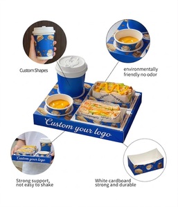 Sandwich Packaging <b>Box</b> with Embedded Thick Egg Toast Packaging Ins Restaurant Coffee Shop Drink Cup Paper Tray - Product Image 6