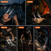 Lampe torche LED pour doigts, mains libres, rechargeable, avec sangle de poignet, pour camping, pêche, randonnée, travaux de réparation en extérieur