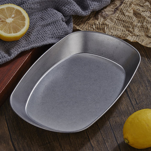 Plateau Rétro Ancien en Acier Inoxydable de Qualité Alimentaire, Plaque Plate pour Barbecue Commercial, Dessert, Fruits, Snack - Product Image 6