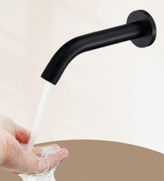 Robinet de lavabo encastré à capteur sans contact, monotrou, contemporain, mural, finition chromée