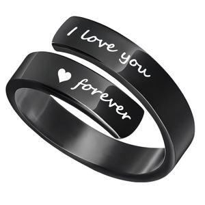 Anillo De Acero Inoxidable Inspiration Jewelry Non Fade Stainless Steel <b>Couple</b> <b>Ring</b> I Love You Forever Engraved Adjustable <b>Ring</b> - Product Image 2