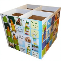 Présentoir de sol en carton robuste, bacs de rangement en carton ondulé divisés pour la promotion de produits alimentaires et de chips en supermarché