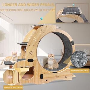 Große Katze Übungs rad Laufband Indoor 5 1 Kletter leitern 30,8 Zoll ausgehöhlte Holz Silent Anti-Rutsch Langlebig Modern Cat - Product Image 6
