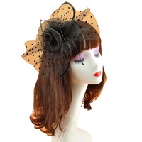 Serre-tête à plumes européen et américain, fleur pour cheveux, voile de mariée, accessoire pour cheveux, pince à cheveux avec nœud - Vente directe usine