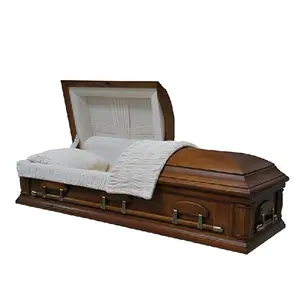 단단한 피칸 장례식 기념품 관은 중국 공장 피칸 관에서 직접 착색했습니다