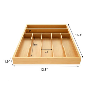 Organisateur de tiroir à ustensiles en bambou haut de gamme, plateau à <span class=keywords><strong>couverts</strong></span> en bois de bambou multi-fentes, <span class=keywords><strong>design</strong></span> personnalisé, boîte de rangement en bois pour la cuisine - Product Image 6