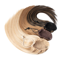 Extensions de queue de cheval en cheveux naturels avec cordon de serrage, pour compétition de force et cheerleading