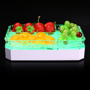 <b>LED</b> <b>Lighted</b> Acrylic Fruit Platter, Rechargeable Glowing Serving Tray for <b>Bar</b> Nightclub - Product Image 2
