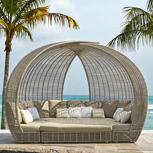 Tissage à la main rotin mobilier d'extérieur lit de jour étanche en aluminium chaise longue Patio plage canapé-lit Villa salon piscine <span class=keywords><strong>côté</strong></span> - Product Image 4