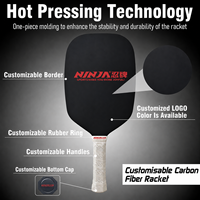 Raquette de pickleball personnalisable en fibre de carbone pressée à chaud avec noyau en nid d'abeille polymère pour l'entraînement, le divertissement et un design tendance