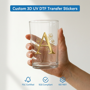 Etiqueta Adhesiva Personalizada 3D UV DTF, Etiqueta de Cristal Impermeable <span class=keywords><strong>para</strong></span> Botellas, Embalaje, Adhesivo Autoadhesivo, Calcomanía con Logotipo de Transferencia en Frío - Product Image 1
