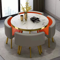 Dernier Modèle d'Usine Créatif Simple Table Ronde de Loisirs, Table de Négociation et Chaise, Ensemble Table à Manger Ronde avec 4 Chaises