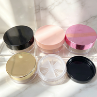 Boîtier compact rond en plastique de 20g à trois compartiments pour poudre libre, emballage personnalisé, outils de maquillage