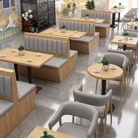Café Restaurant de restauration rapide canapé banc café Commercial bois rond Restaurant stand sièges meubles Table et ensemble de chaises