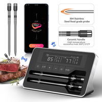 Thermomètre numérique intelligent Bluetooth en métal à double sonde avec étanchéité IP67 pour la surveillance de la température des grillades et du barbecue