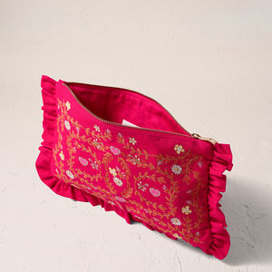 <span class=keywords><strong>Pochette</strong></span> à maquillage pour femme avec design personnalisé, volants, belle broderie, <span class=keywords><strong>pochette</strong></span> en lin à volants - Product Image 5