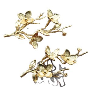 Bridal Hairpins Gold Plated Copper Floral Design For <b>Wedding</b> <b>Accessories</b> - Product Image 5