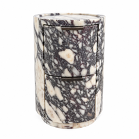 Table de chevet en marbre Calacatta Viola au design italien moderne, table de nuit cylindrique cannelée, mobilier sur mesure pour projets hôteliers OEM ODM
